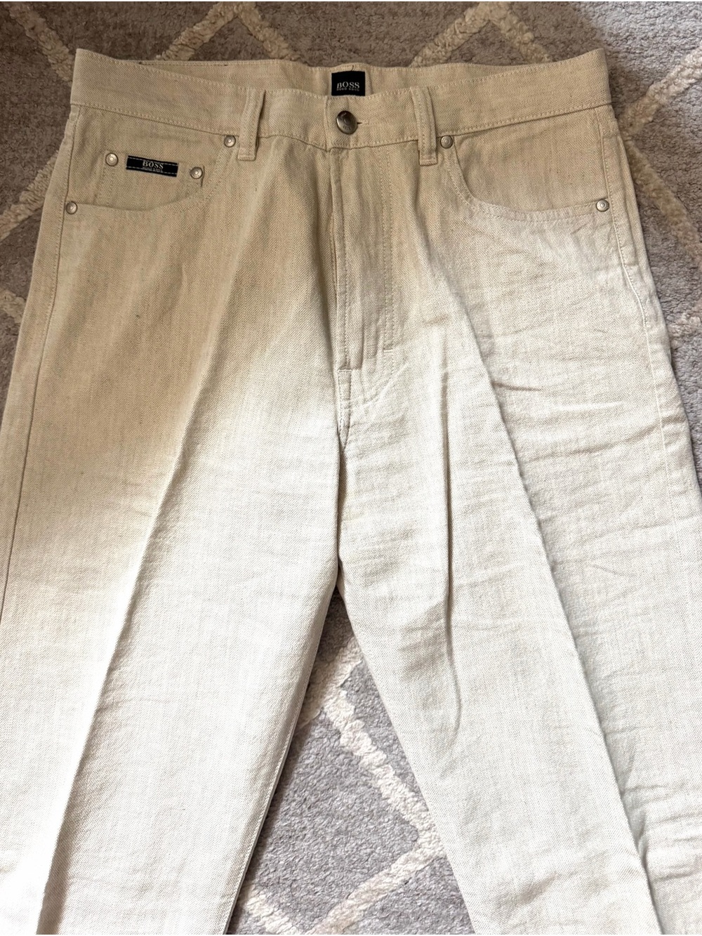 Hugo BOSS Men’s Cream Linen Cotton Vintage 90’s Pants Arkansas